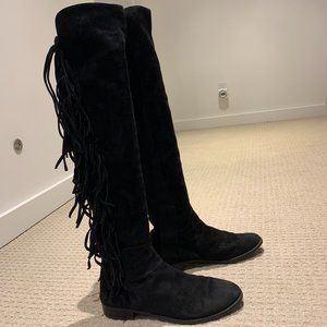 Stuart Weitzman OTK Boots with Fringe (9W)